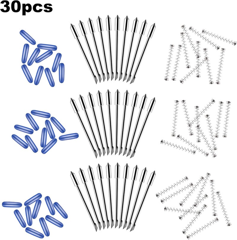 BFVV 30 PCS 60 Degree Deep Cut Blades, Replacement Lettering Blades with Springs Compatible with Graphtec Cutting Plotter-Cuts Chipboard, Leather, Fabric, Felt, Cork,Glitter Vinyl,Wood - Image 3